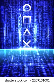 Abstract background. signal computer antenna artificial intelligence, game blue neon light.