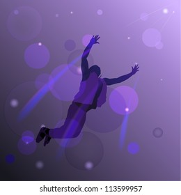 Abstract background with a silhouette of a flying man