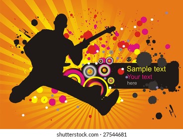 Abstract background with a silhouette of the musician. Vector Illustration.