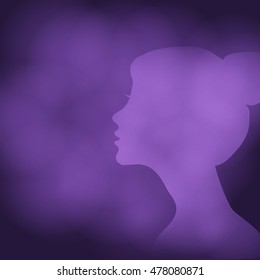 Abstract background with silhouette of a young girl and blur effect. Vector illustration