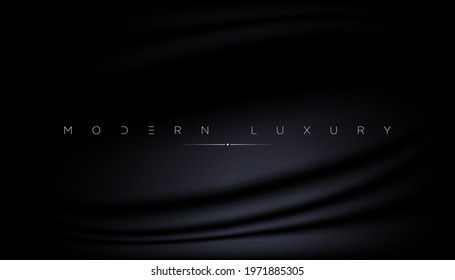 Abstract background with silk cloth texture, shiny satin curtain with waves and drapery. Vector realistic wallpaper with luxury flowing black textile. Elegant background with dark smooth material. EPS - Shutterstock ID 1971885305