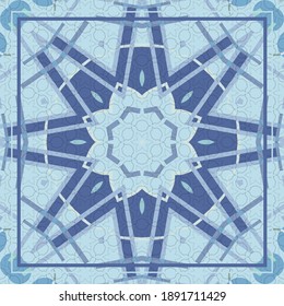 Abstract background for silk scarf shawl design. Ethnic motif for textile fabric print. Ornate Mandala with geometric shapes and lines elements. Contemporary modern artistic pattern for fashion cloth