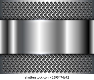 Abstract  background silver 3d shiny metallic, vector illustration.