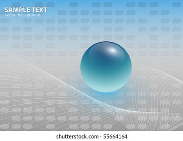 prata de fundo abstrato com esfera brilhante azul, vetor.