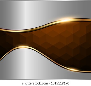Abstract background silver brown mosaic with vector hexagons texture.