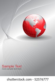Abstract background silver with earth globe, vector illustration.