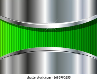 Abstract background silver green, 3D vector design.