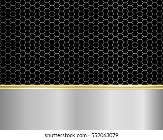 Abstract background with a silver metallic element, vector illustration