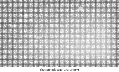 Abstract Background Silver Mosaic. Background Foil Metallic Texture. Festive Vector Illustration. Mirror Mosaic Vector Illustration. Banner Element. Party Backdrop. Christmas Banner. Disco Decoration