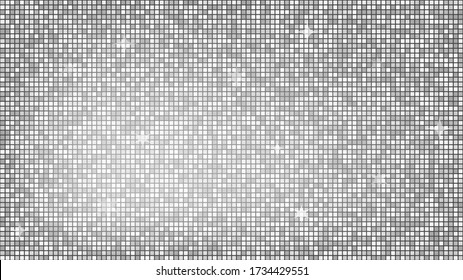 Abstract Background Silver Mosaic. Background Foil Metallic Texture. Festive Vector Illustration. Mirror Mosaic Vector Illustration. Banner Element. Party Backdrop. Christmas Banner. Disco Decoration