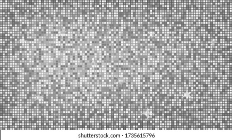 Abstract background silver mosaic. Background foil metallic texture. Festive vector illustration. Mirror mosaic vector illustration. Banner element. Party backdrop. Christmas banner. Disco decoration