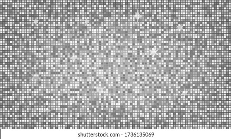 Abstract background silver mosaic. Background foil metallic texture. Festive vector illustration. Mirror mosaic vector illustration. Banner element. Party backdrop. Christmas banner. Disco decoration