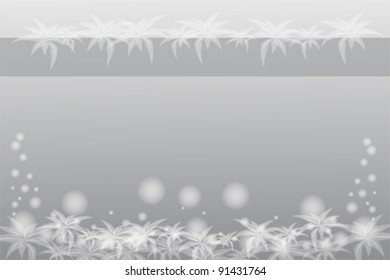 Abstract background in silver tones with flowers and white balls