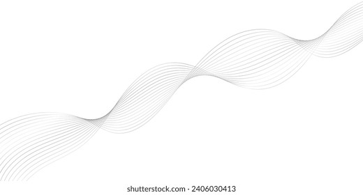 Abstract background with silver waves for banner. Medium banner size. Vector background with lines. Element for design isolated on white. Gold, metal, luxury. Holiday, celebration, card