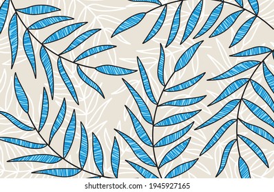 Abstract Background With Simple Blue Leaves Pattern