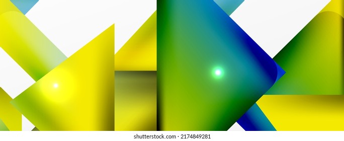 Antecedentes abstractos. Composición de formas geométricas de color simple con efecto 3d, luces y sombras. Ilustración vectorial para fondo de escritorio, pancarta, fondo, tarjeta, ilustración del libro, página de inicio