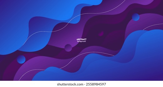 Abstract background of simple color waves with soft blue and purple gradients on a background with simple lines. Vector Eps10