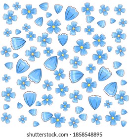 Abstract background with simple flowers. Cartoon flat style. Illustration. Vector