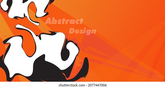 Abstract Background with Simple Fluid Template. Minimalist Background Vector Illustration. Orange, black and white background. EPS 10