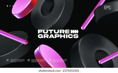 Abstract background with simple geometric shapes. Rubber and metallic textures. Eps10 vector.