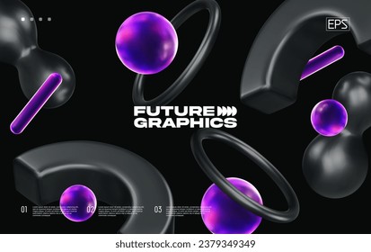 Abstract background with simple geometric shapes. Rubber and metallic textures. Eps10 vector.