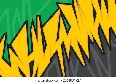 Abstract Background With Simple Graffiti Art And With Jamaican Flag Color Theme