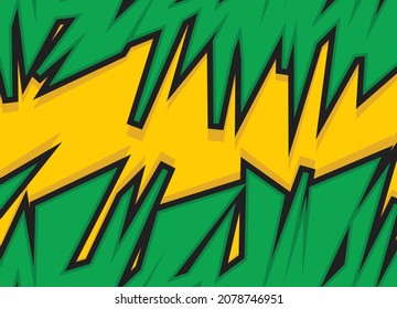 Abstract background with simple graffiti art and with Jamaican flag color theme