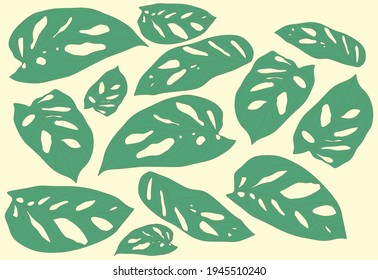 Abstract background with simple green leaves pattern