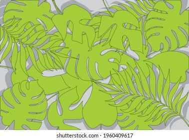 Abstract background with simple green leaves pattern