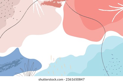 Abstract Background Simple Hand Drawn Minimalist Style with Free Shape and Pastel Colors