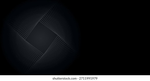 Abstrakter Hintergrund mit einfachem und modernem, verdrilltem geometrischem Liniendesign. Futuristisches dunkles Hintergrundkonzept für Cover, Broschüre, Präsentation, Zertifikat und Website. VOL 2