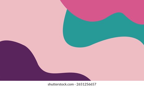 Abstract background with simple organic forms in a modern palette of purple, pink, and beige. A clean and minimalist design with a soft, calm aesthetic.