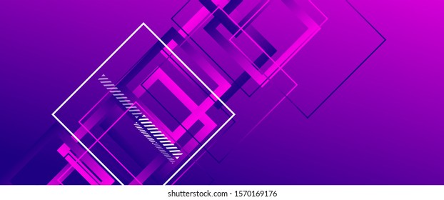 Abstract background with simple square or rectangle geometrical shapes. Geometric template with fluid gradients. Line design, technology hi-tech digital illustrations. Vector Illustration For
