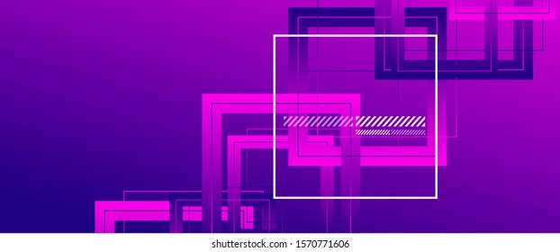 Abstract background with simple square or rectangle geometrical shapes. Geometric template with fluid gradients. Line design, technology hi-tech digital illustrations. Vector Illustration For