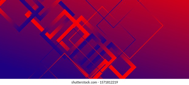 Abstract background with simple square or rectangle geometrical shapes. Geometric template with fluid gradients. Line design, technology hi-tech digital illustrations. Vector Illustration For