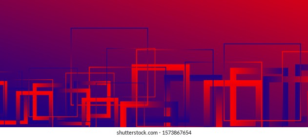 Abstract background with simple square or rectangle geometrical shapes. Geometric template with fluid gradients. Line design, technology hi-tech digital illustrations. Vector Illustration For