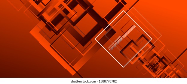 Abstract background with simple square or rectangle geometrical shapes. Geometric template with fluid gradients. Line design, technology hi-tech digital illustrations. Vector Illustration For