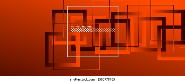 Abstract background with simple square or rectangle geometrical shapes. Geometric template with fluid gradients. Line design, technology hi-tech digital illustrations. Vector Illustration For