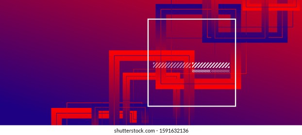 Abstract background with simple square or rectangle geometrical shapes. Geometric template with fluid gradients. Line design, technology hi-tech digital illustrations. Vector Illustration For