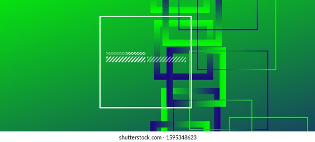 Abstract background with simple square or rectangle geometrical shapes. Geometric template with fluid gradients. Line design, technology hi-tech digital illustrations. Vector Illustration
