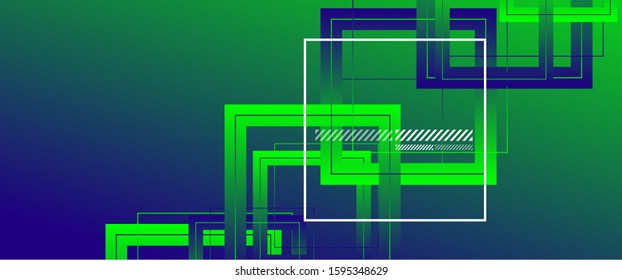 Abstract background with simple square or rectangle geometrical shapes. Geometric template with fluid gradients. Line design, technology hi-tech digital illustrations. Vector Illustration