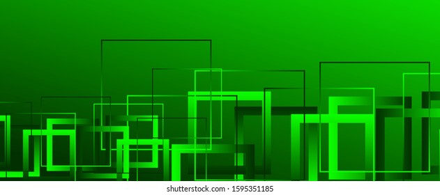 Abstract background with simple square or rectangle geometrical shapes. Geometric template with fluid gradients. Line design, technology hi-tech digital illustrations. Vector Illustration For