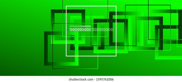 Abstract background with simple square or rectangle geometrical shapes. Geometric template with fluid gradients. Line design, technology hi-tech digital illustrations. Vector Illustration For