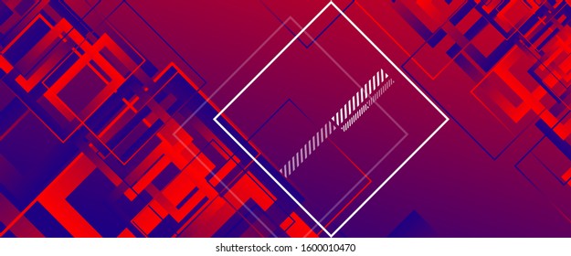 Abstract background with simple square or rectangle geometrical shapes. Geometric template with fluid gradients. Line design, technology hi-tech digital illustrations. Vector Illustration For
