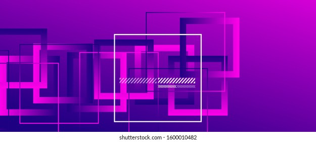 Abstract background with simple square or rectangle geometrical shapes. Geometric template with fluid gradients. Line design, technology hi-tech digital illustrations. Vector Illustration For
