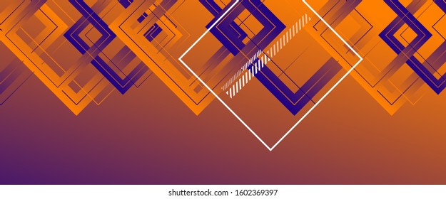 Abstract background with simple square or rectangle geometrical shapes. Geometric template with fluid gradients. Line design, technology hi-tech digital illustrations. Vector Illustration For