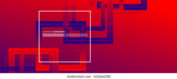 Abstract background with simple square or rectangle geometrical shapes. Geometric template with fluid gradients. Line design, technology hi-tech digital illustrations. Vector Illustration For