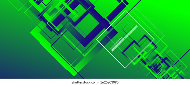 Abstract background with simple square or rectangle geometrical shapes. Geometric template with fluid gradients. Line design, technology hi-tech digital illustrations. Vector Illustration 