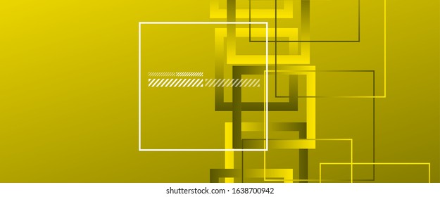 Abstract background with simple square or rectangle geometrical shapes. Geometric template with fluid gradients. Line design, technology hi-tech digital illustrations. Vector Illustration For