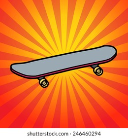 Abstract background with skateboard, vector illustration